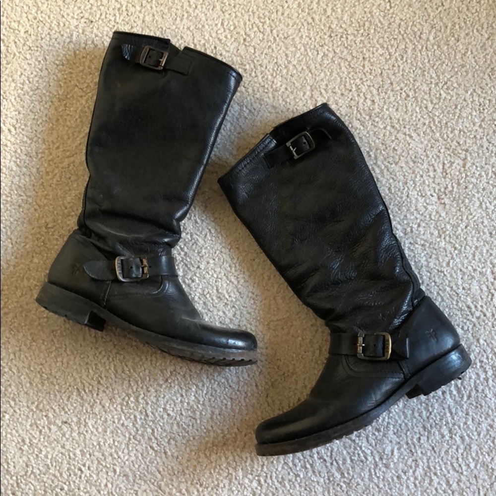 Frye Veronica Slouch Boots size 8 Black Leather